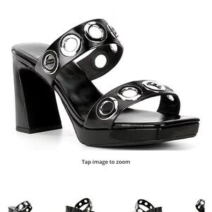 Jeffrey Campbell Black Heeled Sandals with Silver Accents